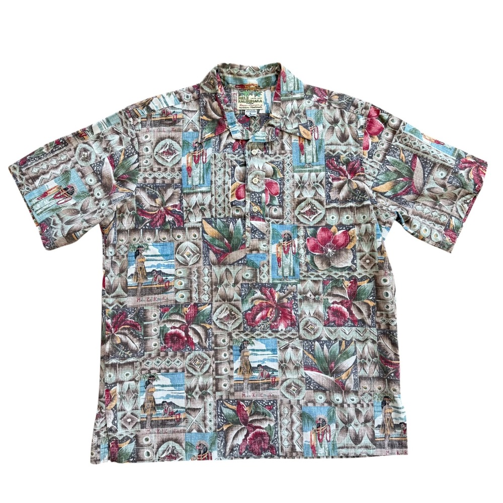 Reyn Spooner Mele Kalikimaka Mens Large Christmas Hawaiian Shirt Reverse Print L